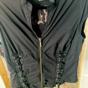 Harley Davidson Vest With Zipper and Lace up Detail